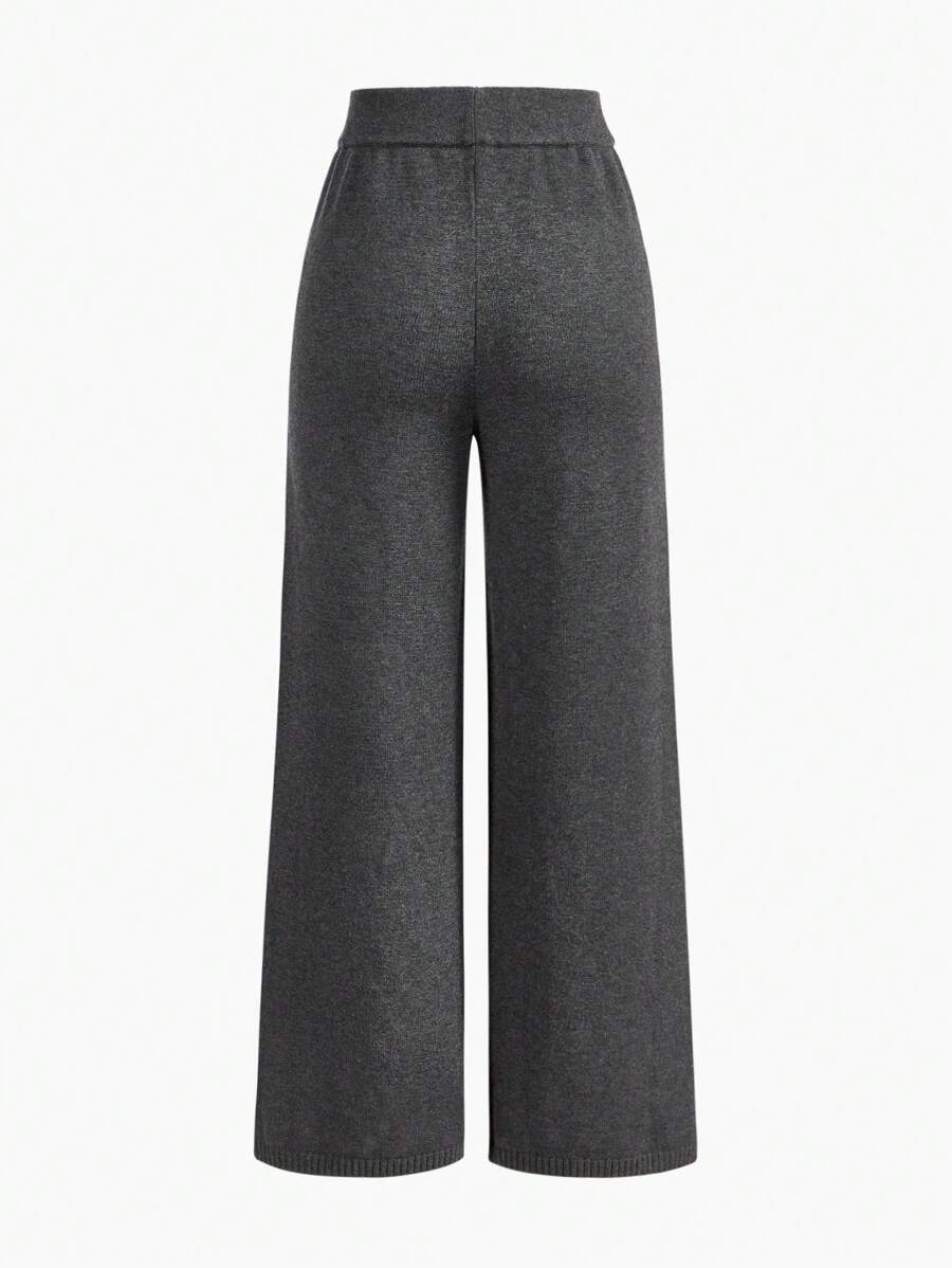 Premium Knitted Two-Piece Set – High Neck Sweater & Wide-Leg Trousers