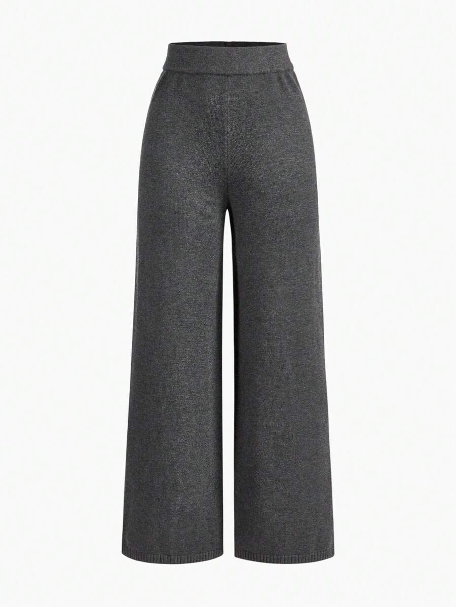 Premium Knitted Two-Piece Set – High Neck Sweater & Wide-Leg Trousers