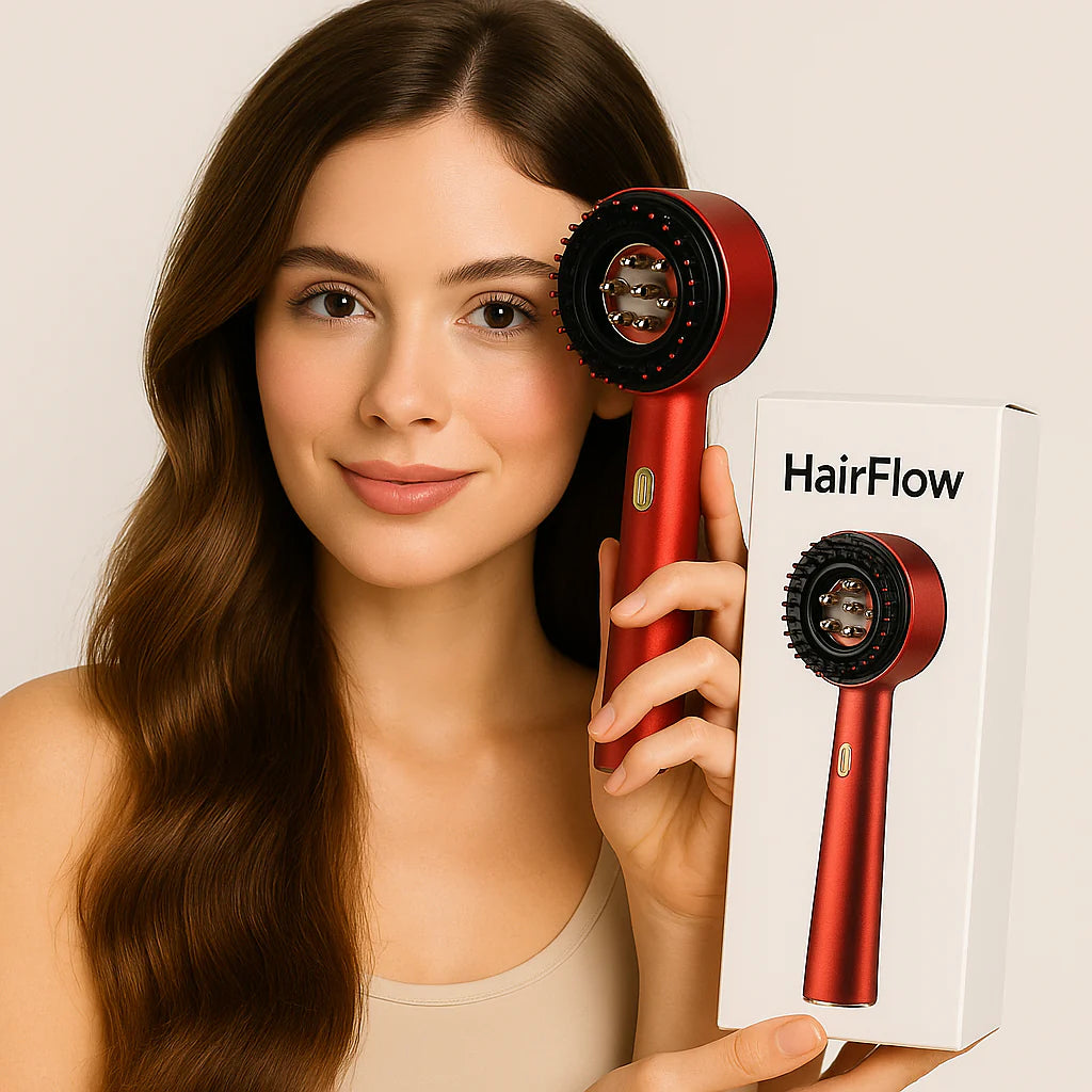 Elektrische Massagebürste mit Rotlicht für Haarwachstum und Kopfhautpflege – HairFlow