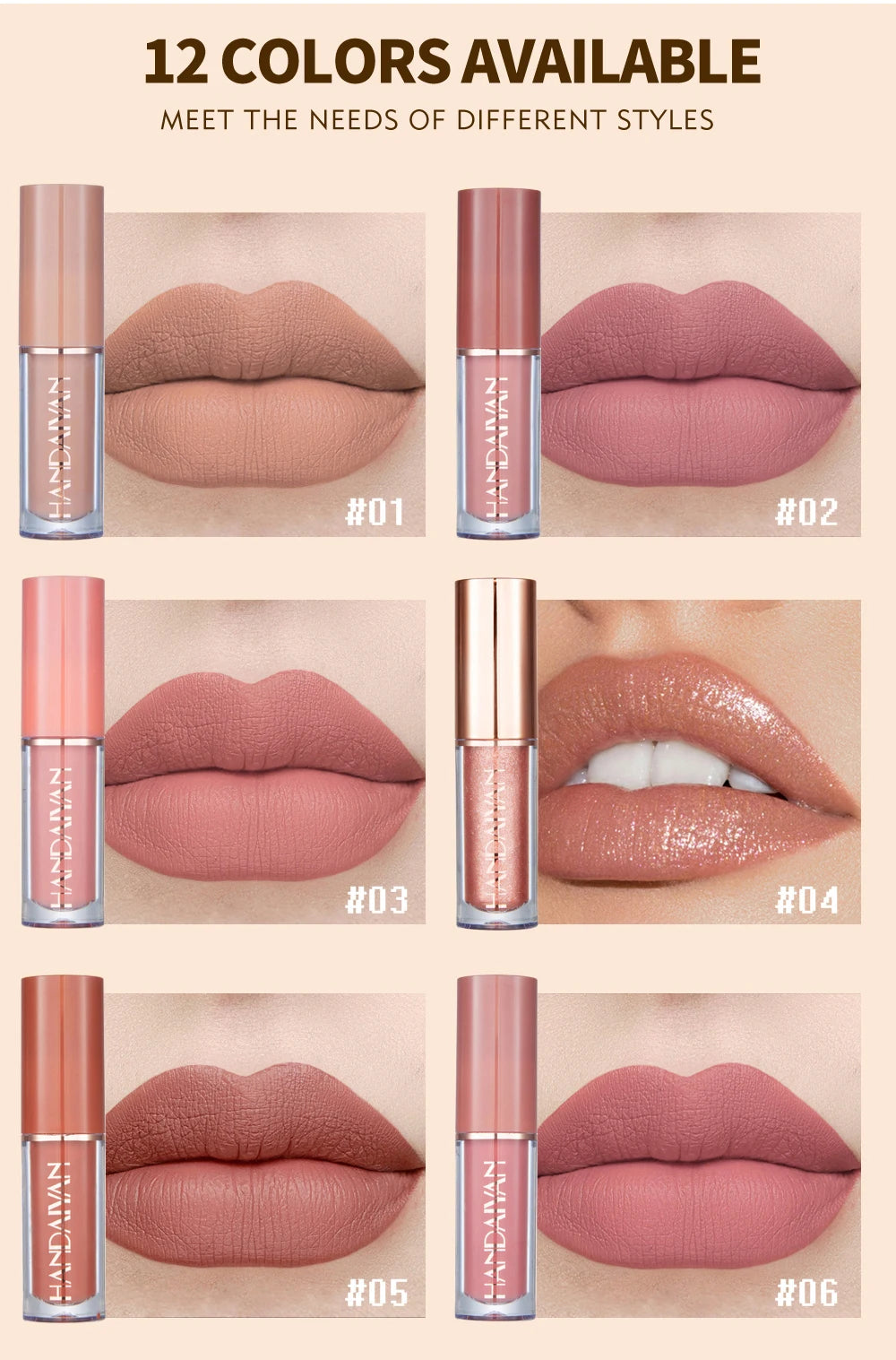 Ultra Chic Lips Handaiyan – Set mit 12 Lippenstiften und Boxverpackung