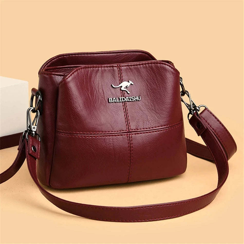 Elegante bestickte Tragetasche und Umhängetasche aus Leder für Damen