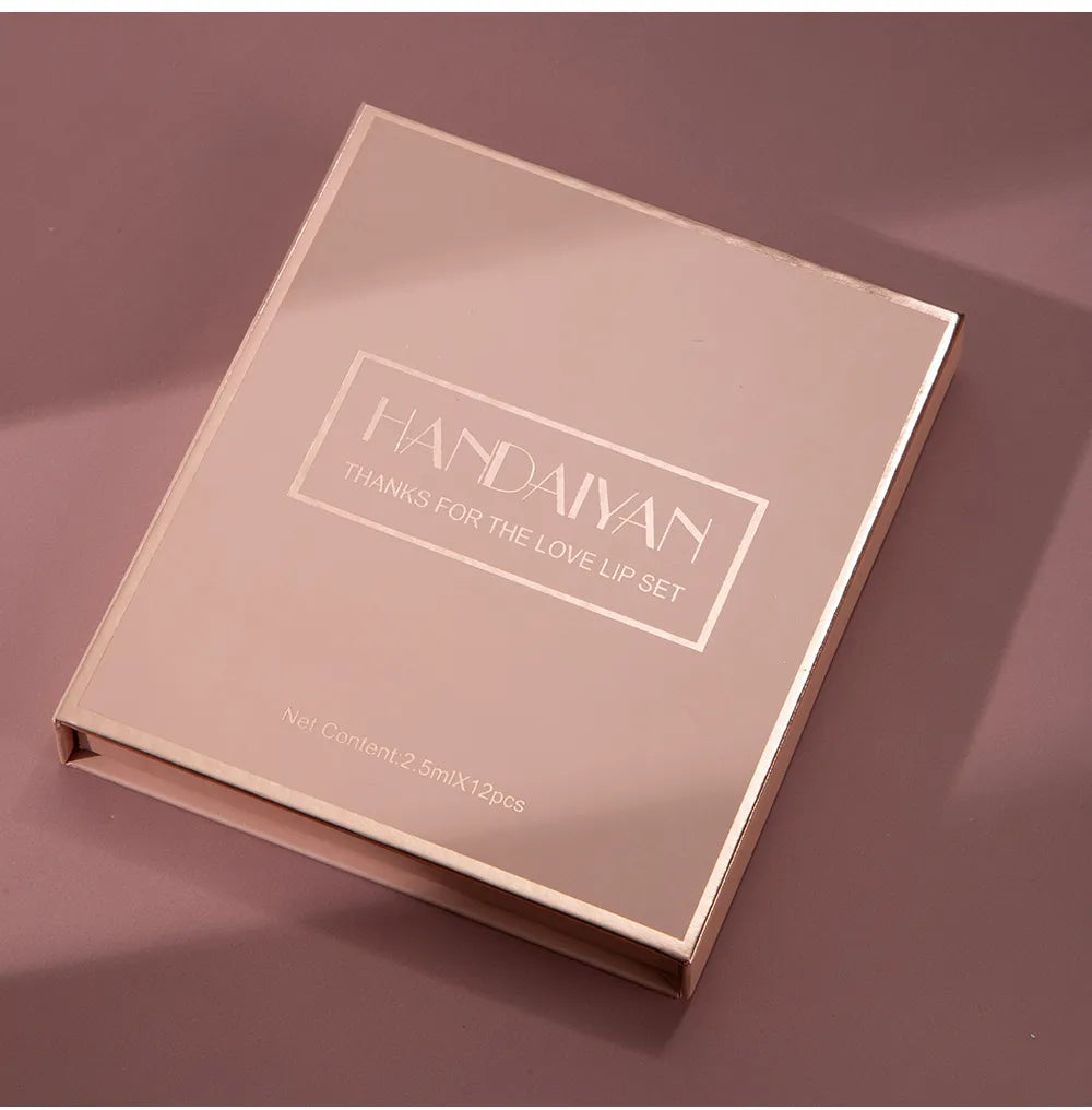 Ultra Chic Lips Handaiyan – Set mit 12 Lippenstiften und Boxverpackung