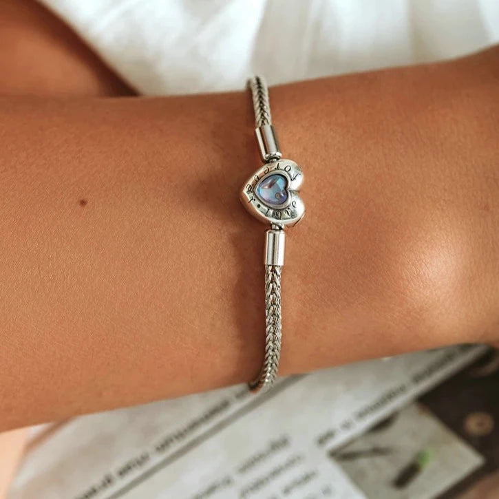 925 Sterling Silber Herz Mondstein Basic Kettenarmbänder