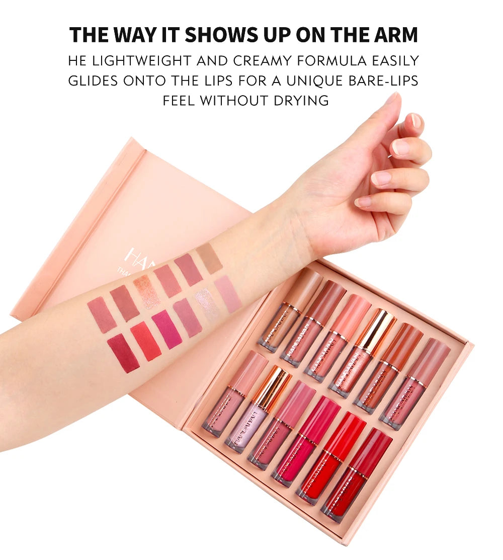Ultra Chic Lips Handaiyan – Set mit 12 Lippenstiften und Boxverpackung