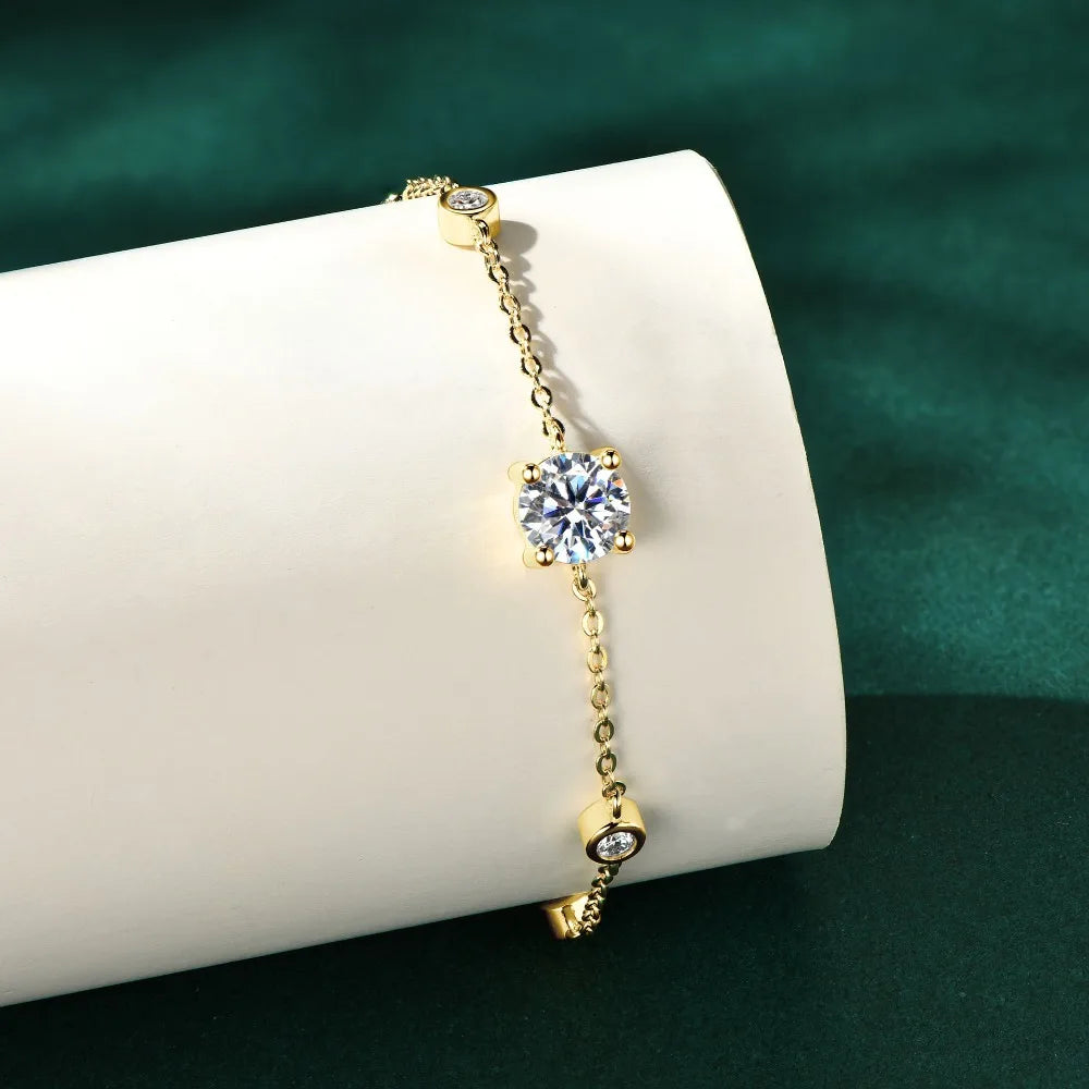 Leuchtende Eleganz: 1 Karat Moissanit-Armband aus Sterlingsilber