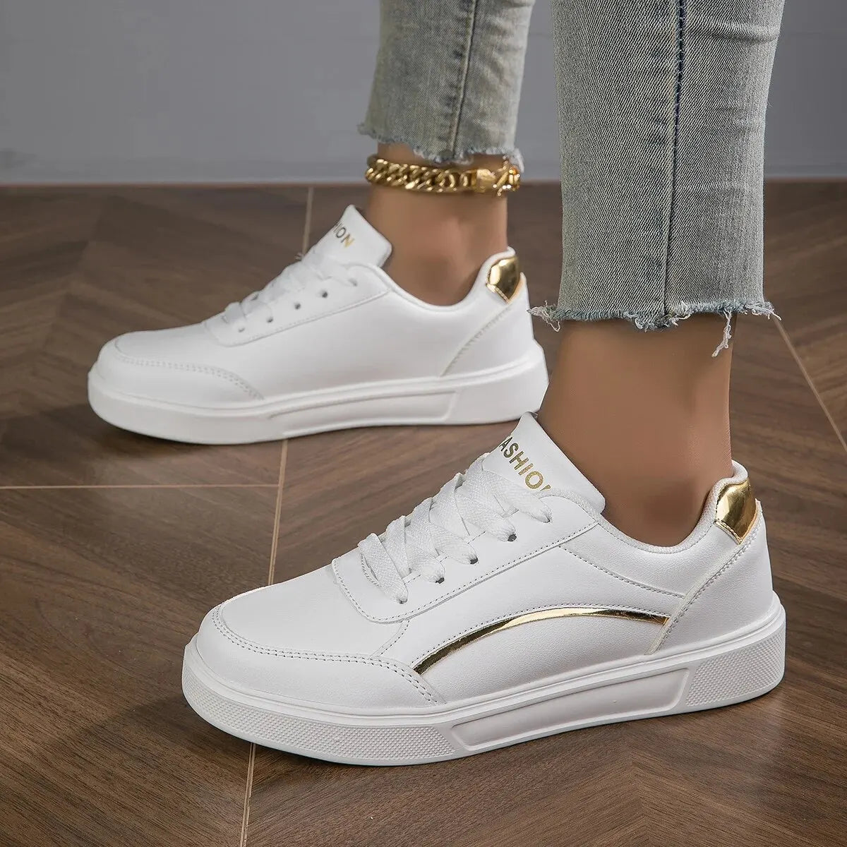 Women's Faux Leather Platform Sneakers - Comfort & Style