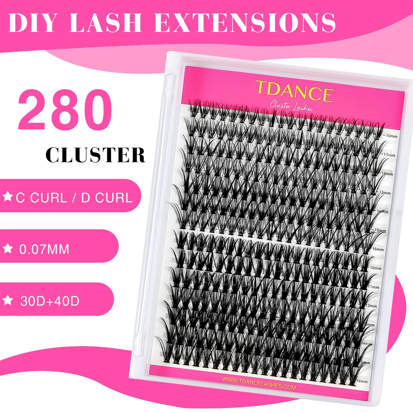 DIY Eyelash Extension Kit - 280 cluster lashes, bond and seal, tweezer and lash remover