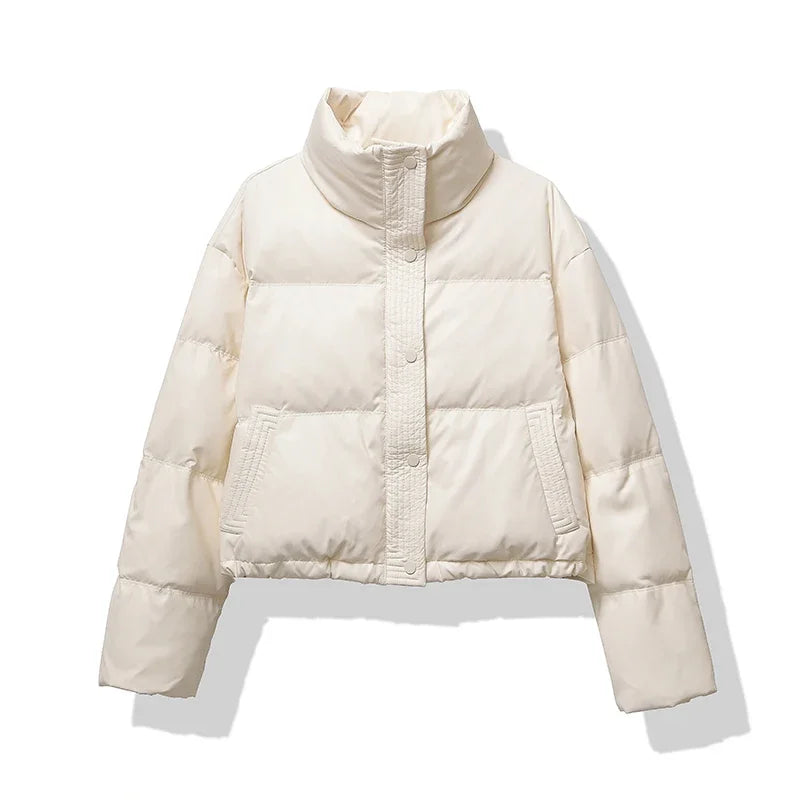 Women Thickened Mock Neck Cotton-padded Jacket