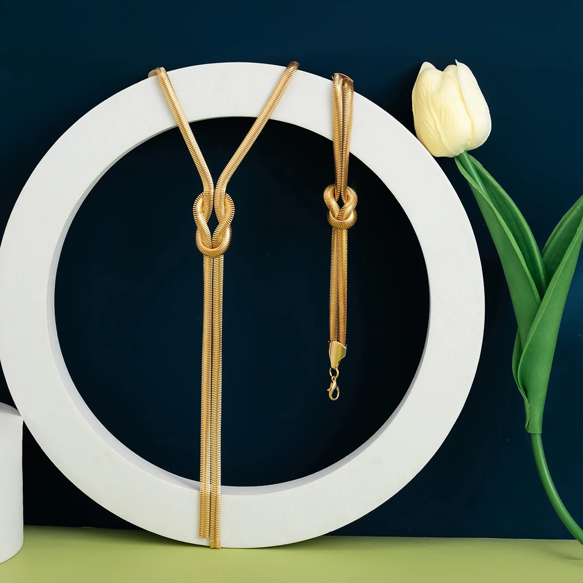 Elegantes Schlangenketten-Set mit Halskette und Armband für Damen