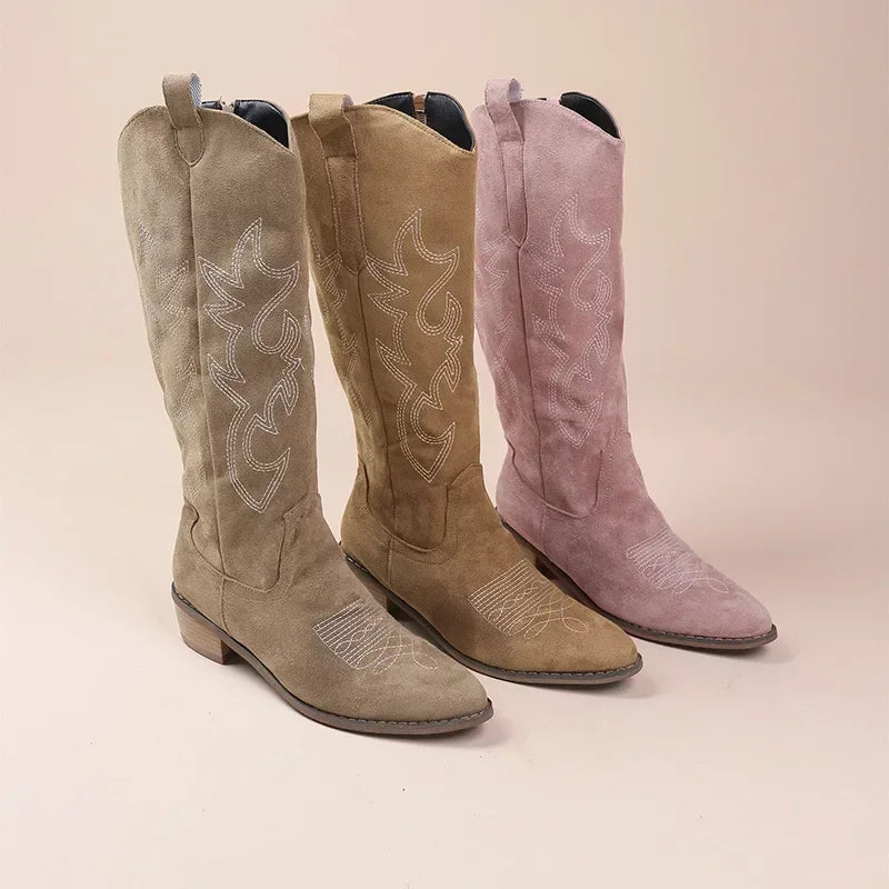 Elegant Embroidered Western Cowboy Boots for Women