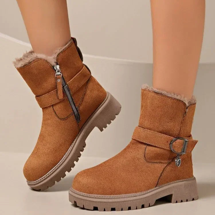 Warm Mid-Calf Snow Boots Trendy Winter Rubber Boots