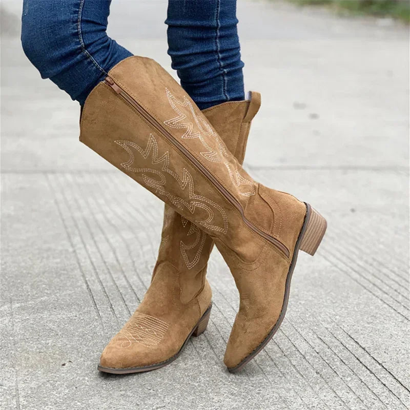Elegant Embroidered Western Cowboy Boots for Women