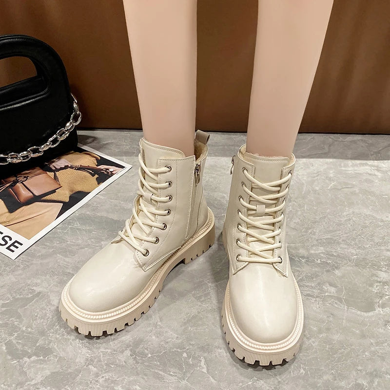 Plüsch Stiefeletten Damen 2024