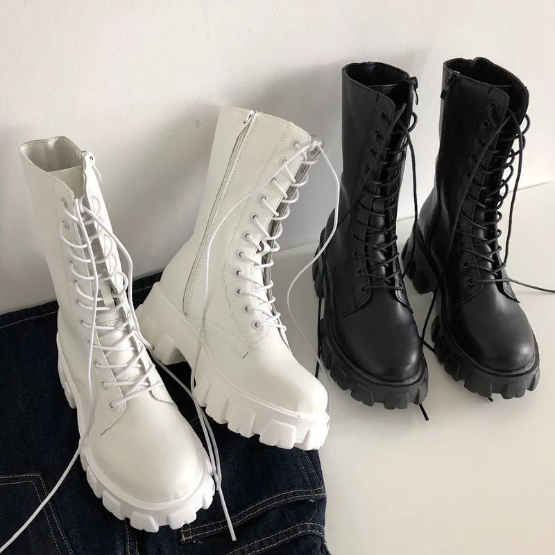Halbhohe Schnürstiefeletten mit Fleecefutter für Damen