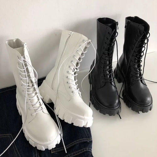 Halbhohe Schnürstiefeletten mit Fleecefutter für Damen