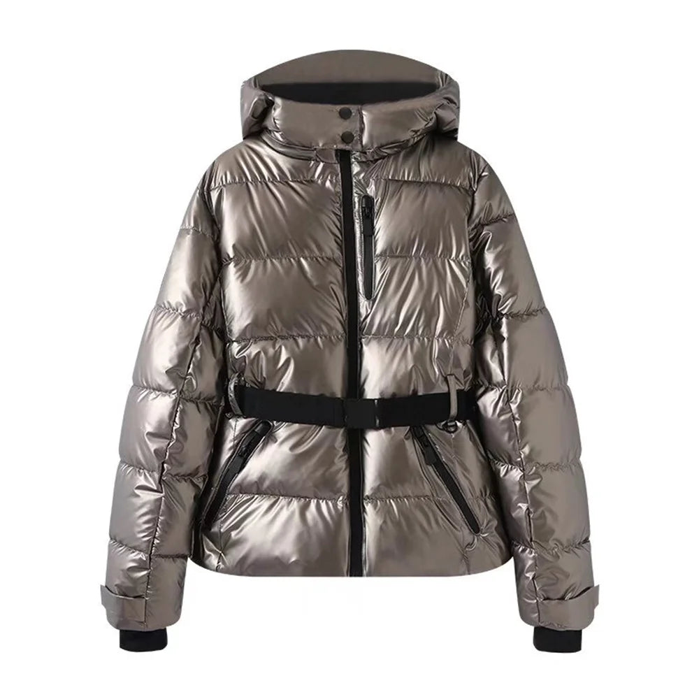 Women's Warm Skiing Hooded Slim Fit Jacket