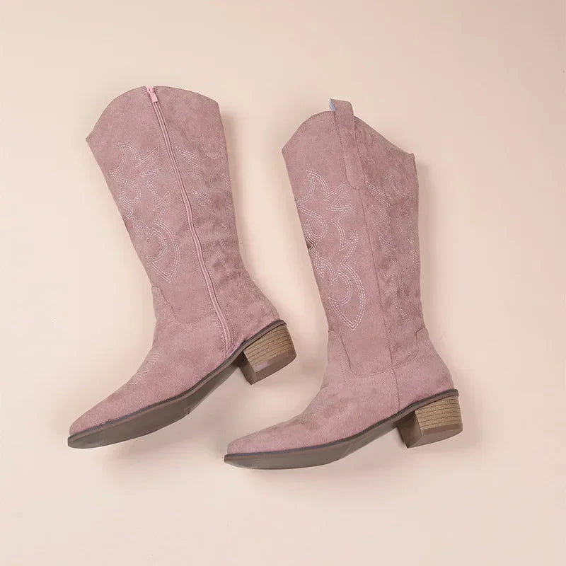 Elegant Embroidered Western Cowboy Boots for Women