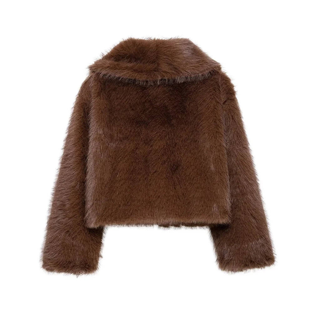 Elegant Faux Fur Short Coat - Warmth & Style for Women