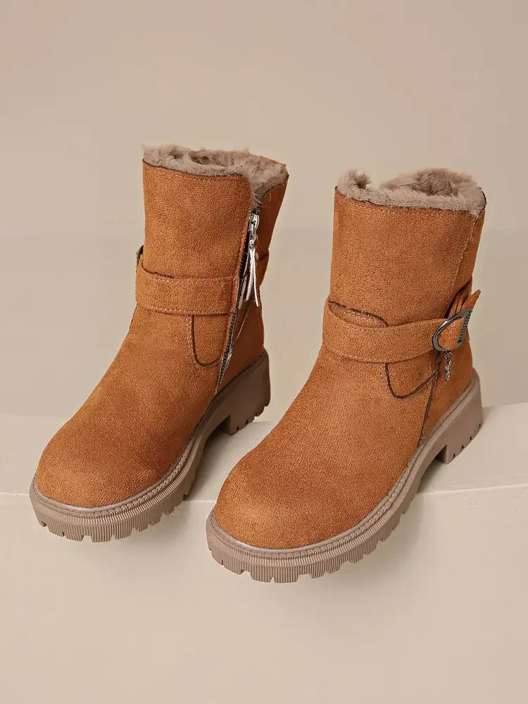 Warm Mid-Calf Snow Boots Trendy Winter Rubber Boots
