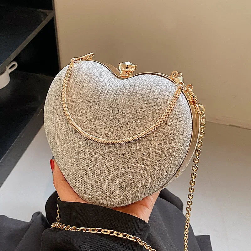 Glänzende Handtasche Herzform Metall