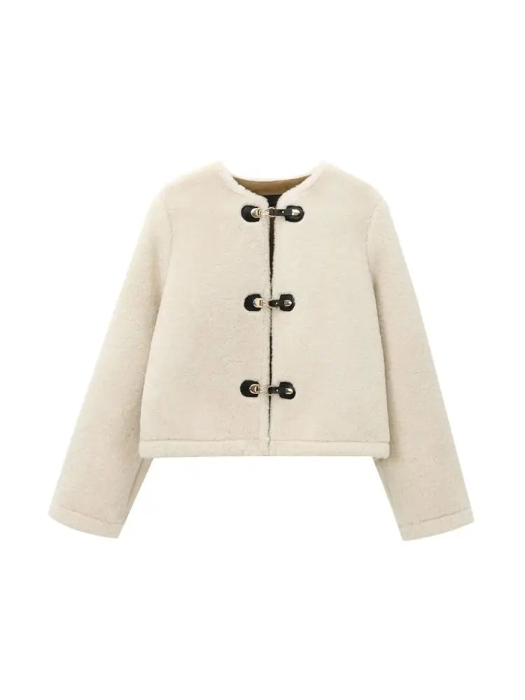 Luxurious Faux Fur Jacket with Toggle Closure