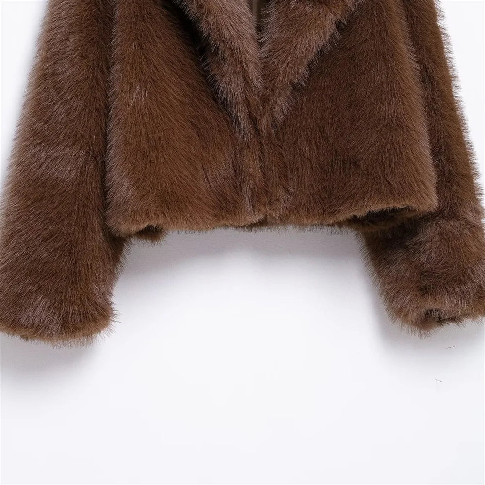 Elegant Faux Fur Short Coat - Warmth & Style for Women