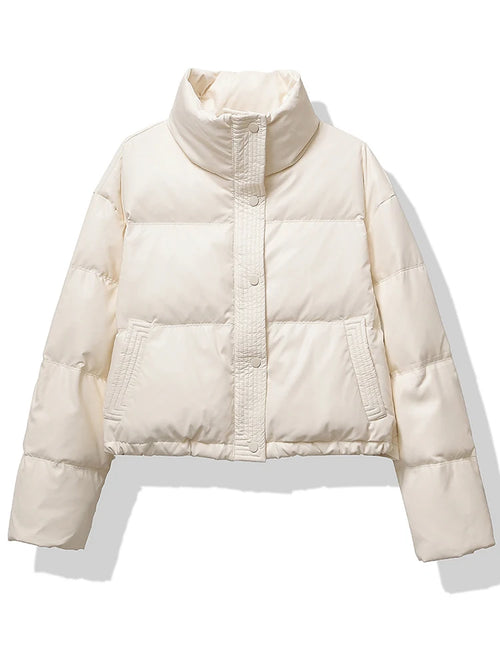 Women Thickened Mock Neck Cotton-padded Jacket