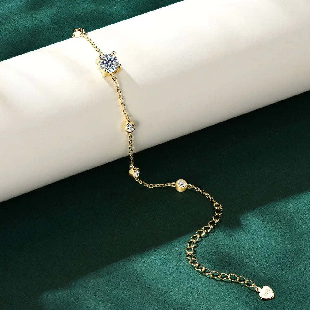Leuchtende Eleganz: 1 Karat Moissanit-Armband aus Sterlingsilber