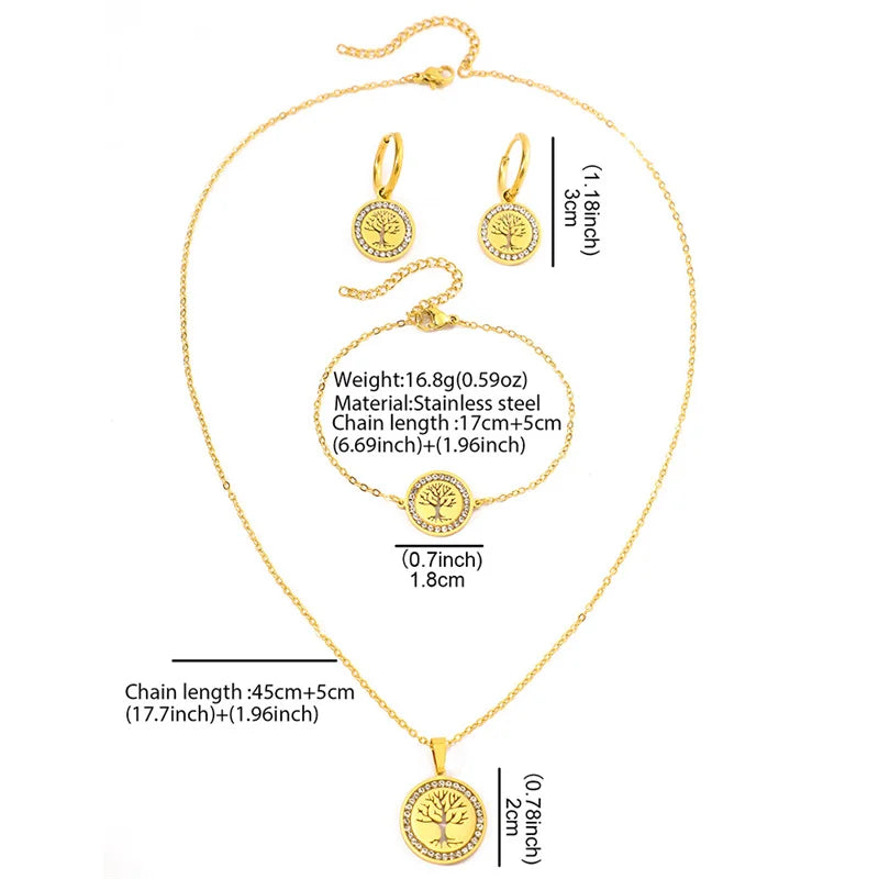 Elegantes Schmuckset mit Lebensbaum aus Kristall für Damen