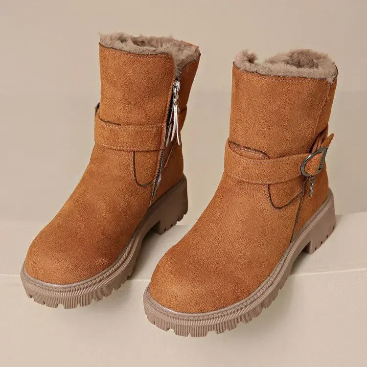 Warm Mid-Calf Snow Boots Trendy Winter Rubber Boots