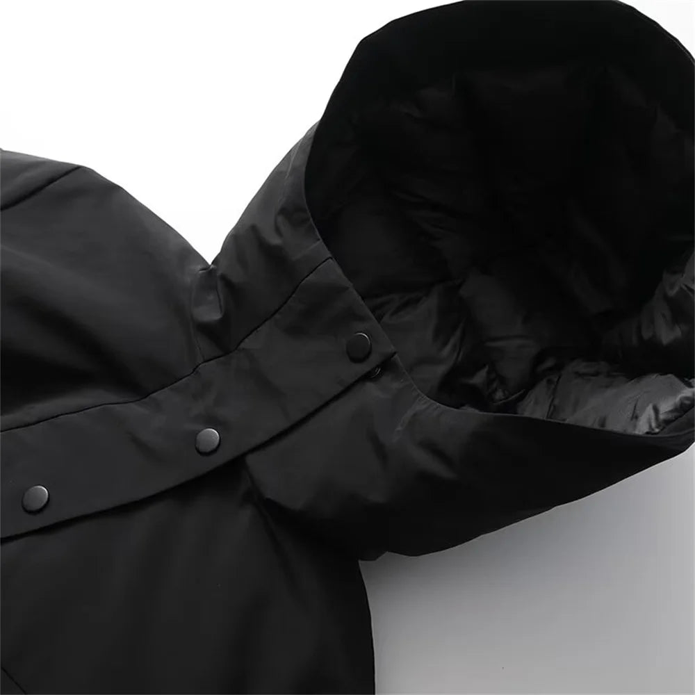 Elegant Women's Hooded Jacket with Cinched Waist
