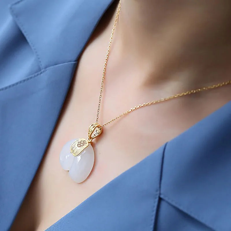 Elegant Hetian Jade Elephant Pendant Necklace for Women