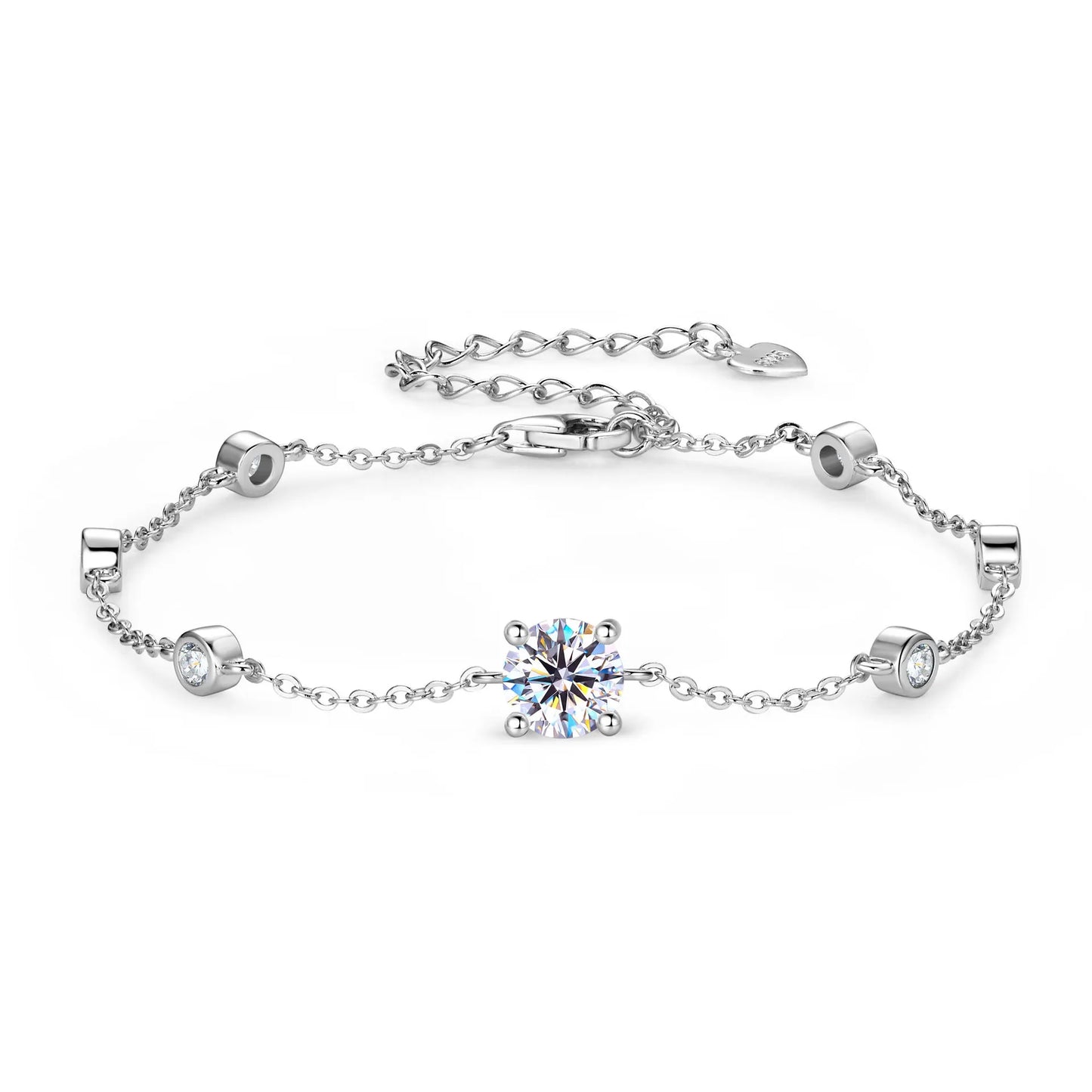 Leuchtende Eleganz: 1 Karat Moissanit-Armband aus Sterlingsilber