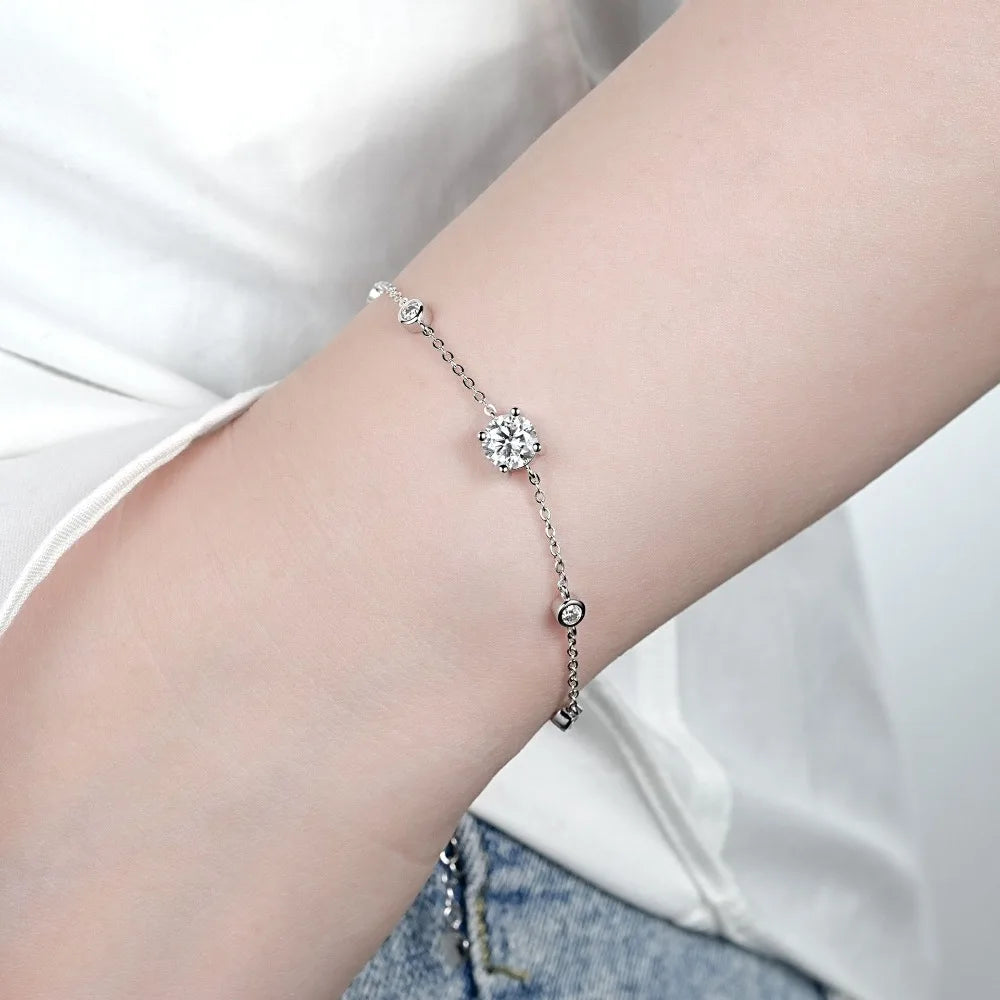 Leuchtende Eleganz: 1 Karat Moissanit-Armband aus Sterlingsilber