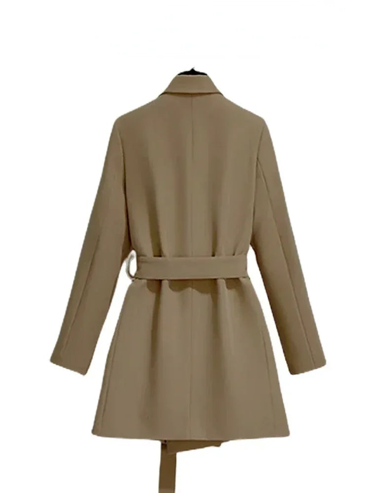 Elegant Slim Fit Women's Blazer with Belt - Spring/Autumn Fashion