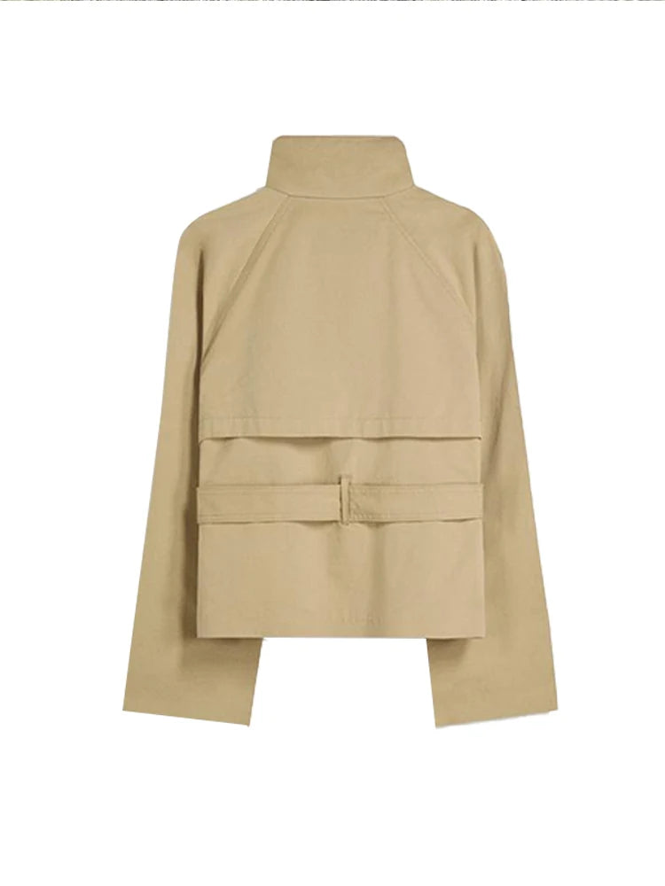 Elegant Women's Double Breasted Belted Trench Coat