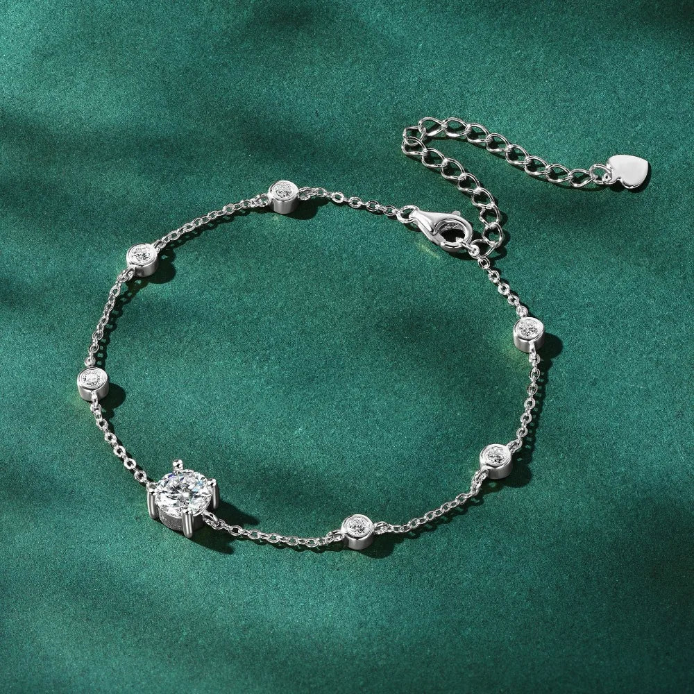 Leuchtende Eleganz: 1 Karat Moissanit-Armband aus Sterlingsilber