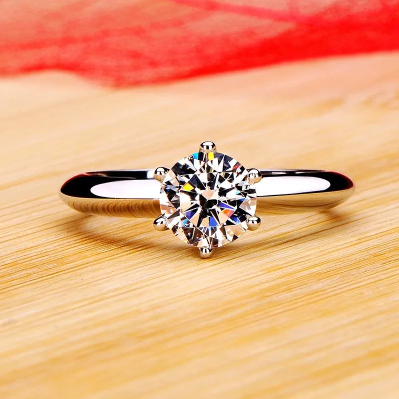 Zirkonia-Solitärring – 18 Karat Weißgold plattiert