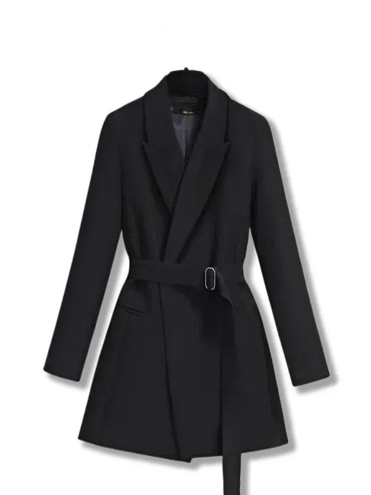 Elegant Slim Fit Women's Blazer with Belt - Spring/Autumn Fashion