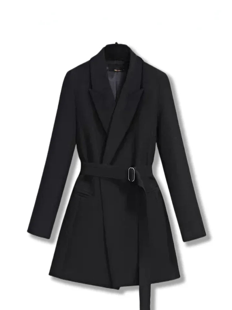 Elegant Slim Fit Women's Blazer with Belt - Spring/Autumn Fashion