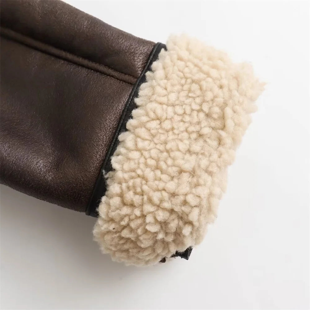 Chic Women's Flip Collar Fur Jacket - Autumn/Winter 2024