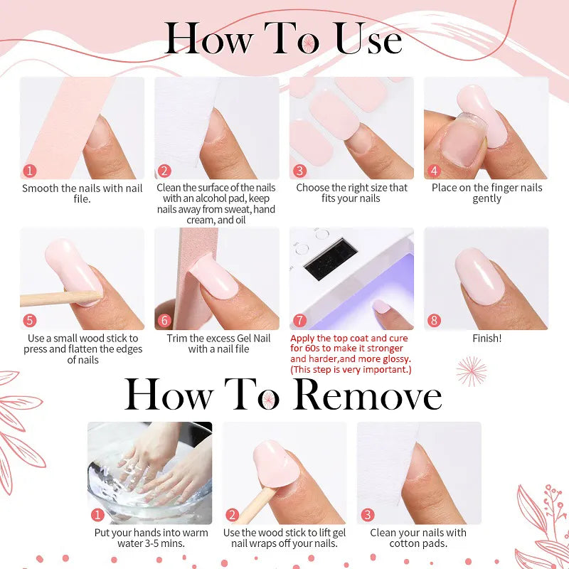 Gel Nail Sticker Kit - Free UV Lamp - Perfect Nails in Minutes