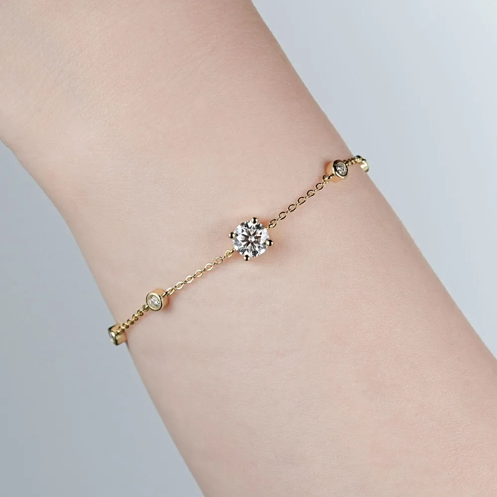 Leuchtende Eleganz: 1 Karat Moissanit-Armband aus Sterlingsilber