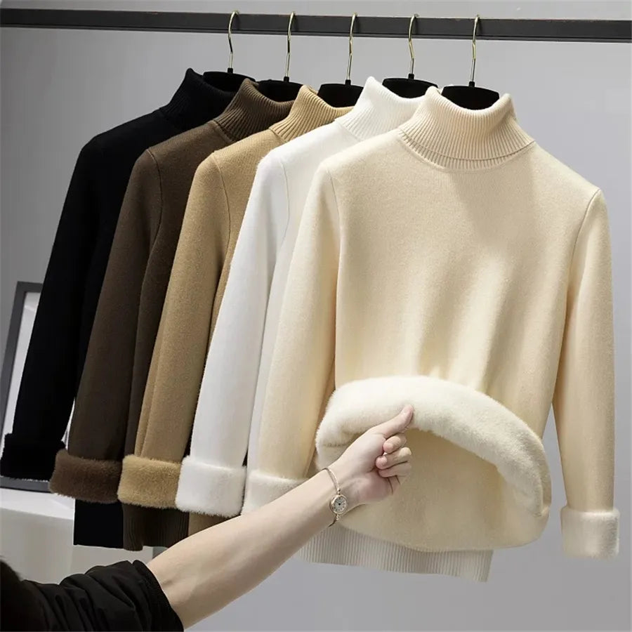 Rollkragenpullover mit Plüschfutter