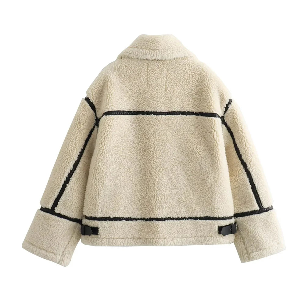 Luxurious Faux Fur Motorcycle Jacket for Women - Autumn 2024