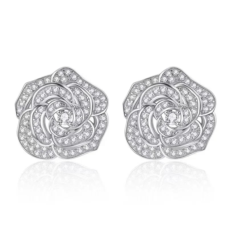 Exquisite Moissanit-Blumen-Ohrstecker in 925 Sterling Silber