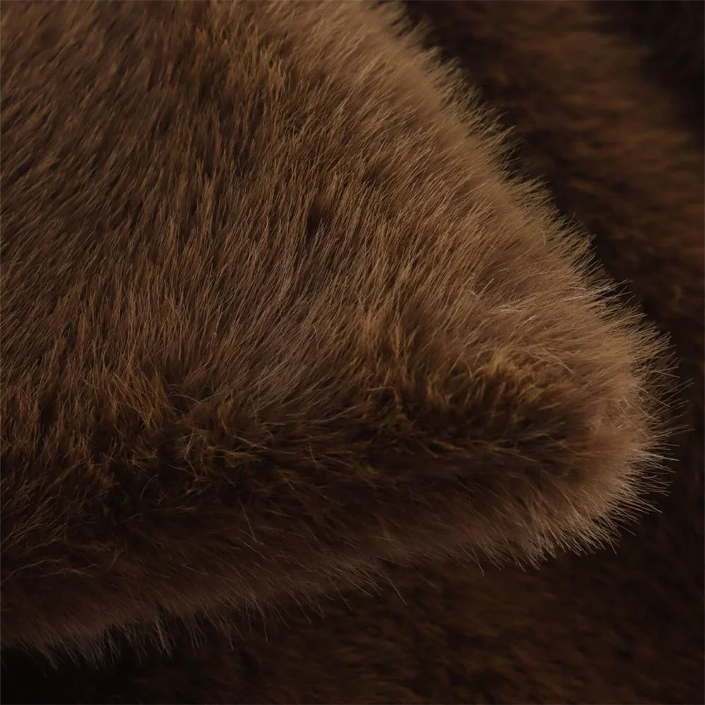 Chic Brown Fur-Embellished Jacket for Women