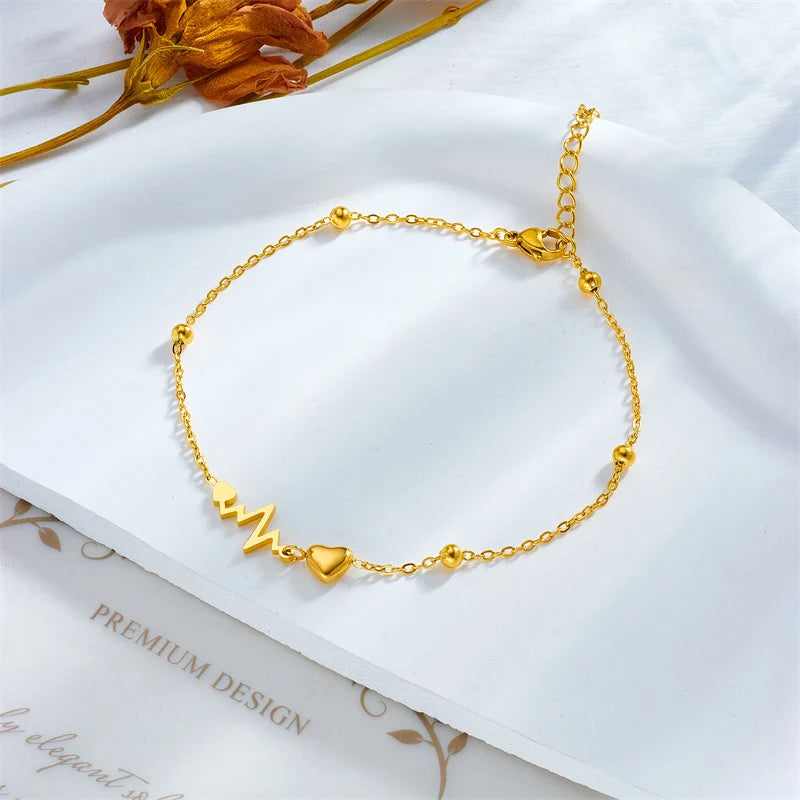 Fußkettchen aus Edelstahl mit Herzmotiv für Frauen und Mädchen