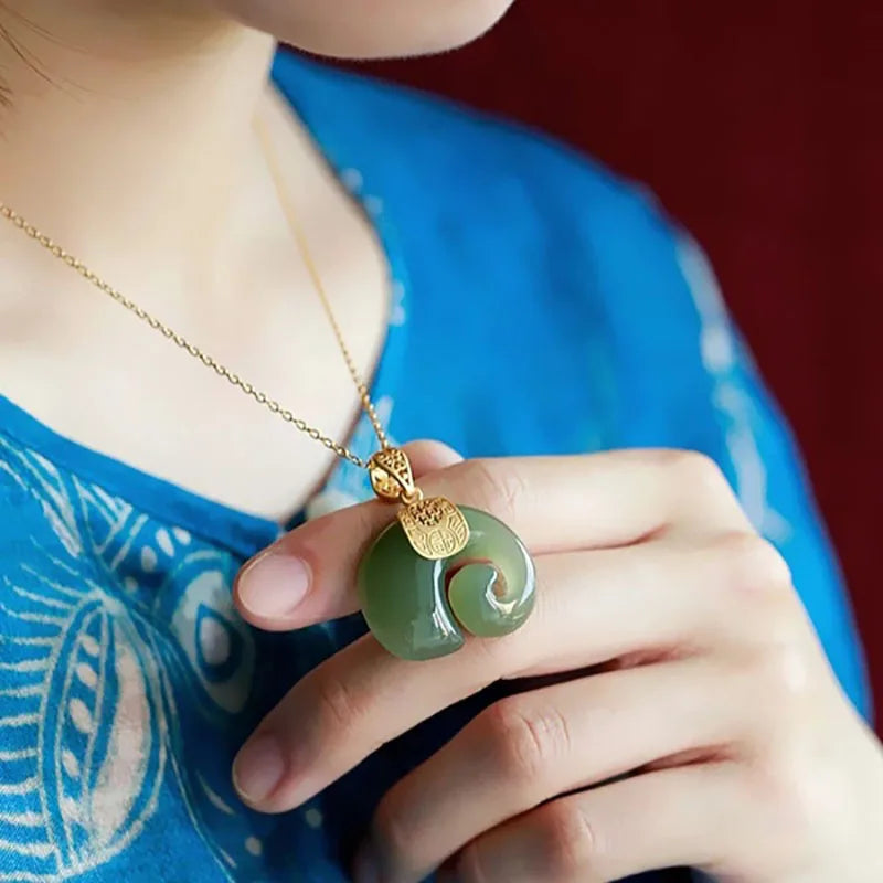 Elegant Hetian Jade Elephant Pendant Necklace for Women