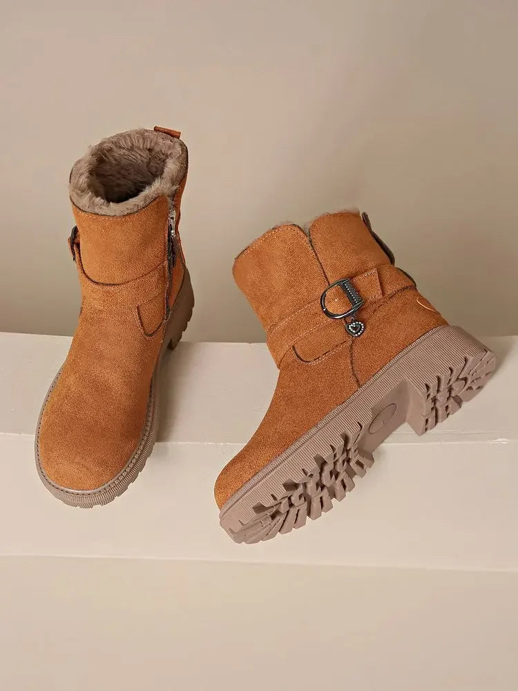 Warm Mid-Calf Snow Boots Trendy Winter Rubber Boots
